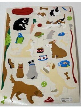 Mrs. Grossman's PETS Scrapbook Stickers Dogs Cats Parrot Bunny Mouse Treats 34pc